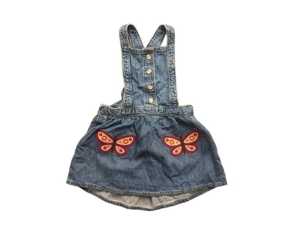 Gymboree Denim Skirt Overalls Size 4T Butterfly Embroidery